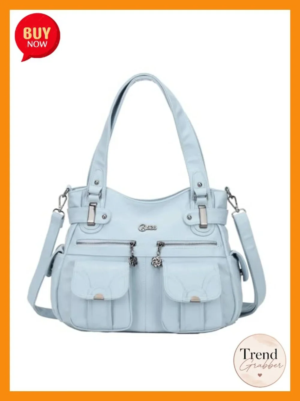 Large Hobo Tote PU Leather Multi-Pocket Shoulder Bag with Adjustable Strap